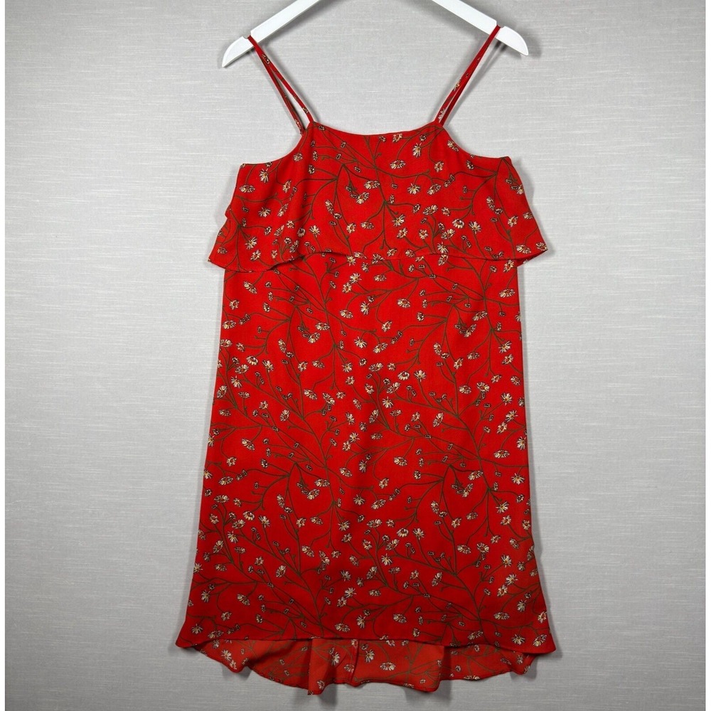 Tabitha Webb Dress Womens 0 Red Midi Flowy Layered Sun Floral Cottage Romantic‎